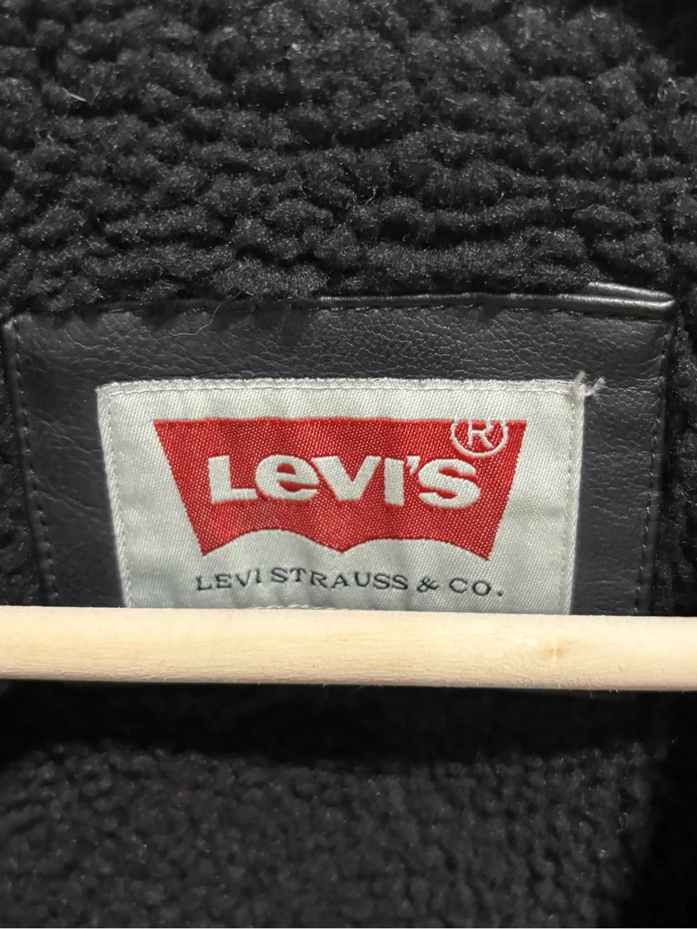 Levi's Black Faux Leather Sherpa-Trim Bomber Jacket